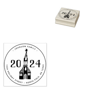 Süße Winterhaus-Dorfkirche Weihnachten Gummistempel