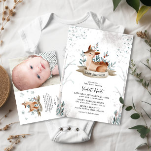 Süße Winterhirsch-Baby-Party Einladung