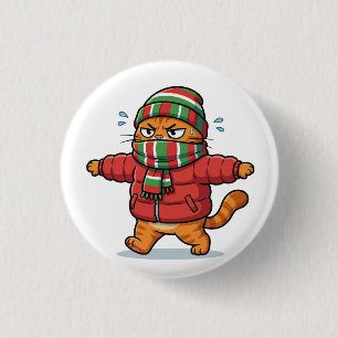 Süße Winterkatze mit Schal Knopf Button