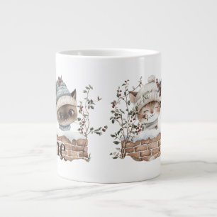 Süße Winterkatzen personalisiert Jumbo-Tasse