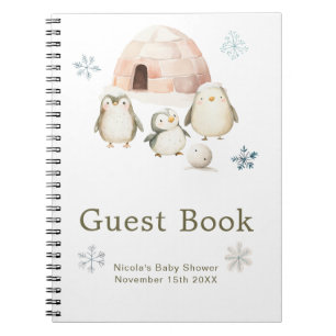 Süße Winterpinguine Baby Shower Gästebuch Notizblock