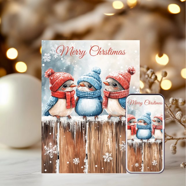 Süße Wintervögel Weihnachtskarten Feiertagskarte (Von Creator hochgeladen)