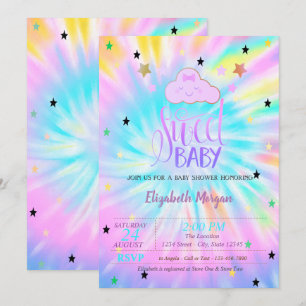 Süße Wolke, Sterne, Süße Baby Tie Dye Baby Shower Einladung