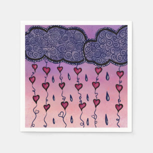 Süße Wolken, Herzen und Regentropfen Serviette