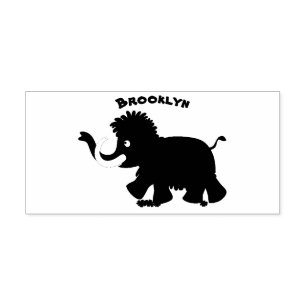 Süße wollige Mammut-Cartoon-Illustration Gummistempel