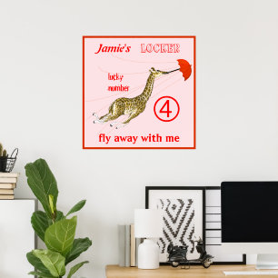 Süße wunderliche Giraffe Regenschirm Spind Poster