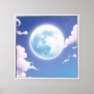 Süße, wunderliche Illustration des Mondes am Nacht Leinwanddruck