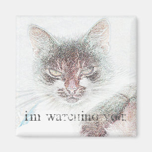 Süße wütende funky Katzen-Gesichtsskizze Magnet