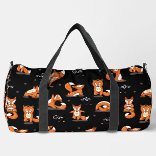 süße Yoga Füchse lustig schwarz Duffle Bag