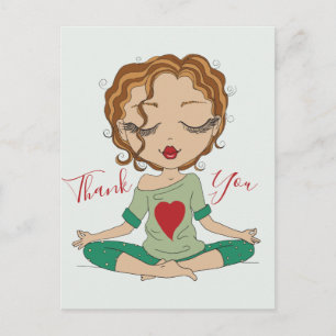 Süße Yoga-Girl-Dankeschön   Braune Haar-Postkarte Postkarte