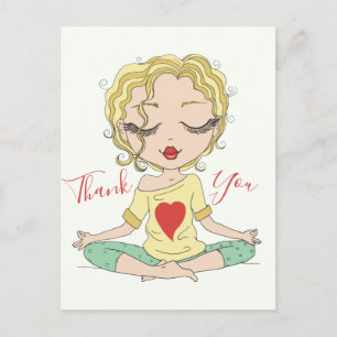 Süße Yoga Mädchen Danke   Blonde Haare Postkarte