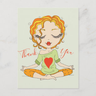 Süße Yoga Mädchen Danke Orange Haar Postkarte