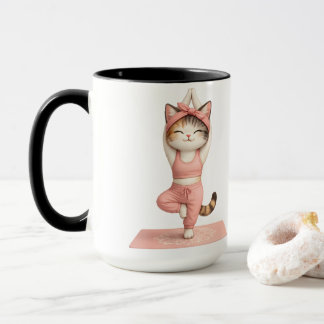 Süße Yogakatze mit Donut-Kaffeetasse Tasse