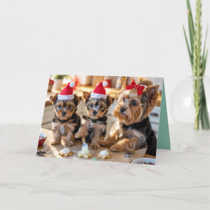 Süße Yorkie-Weihnachtsplätzchenkarte Karte
