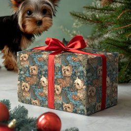 Süße Yorkshire Terrier in einem vintage Garten Geschenkpapier
