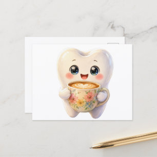 Süße Zahnarzt-Kaffeeliebhaber-Kawaii-Charakter-Pos Postkarte