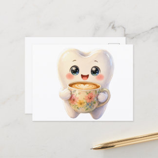 Süße Zahnarzt-Kaffeeliebhaber-Kawaii-Charakter-Pos Postkarte