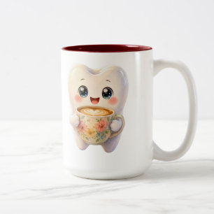 Süße Zahnarzthelferin Kaffeetasse, Lustiger Zahn-M Zweifarbige Tasse