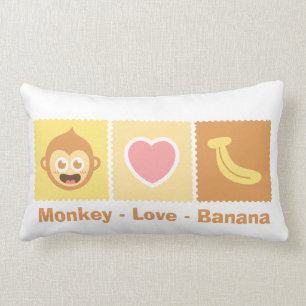 Süße Zeichnung eines Affen - Liebe - Banane Lendenkissen