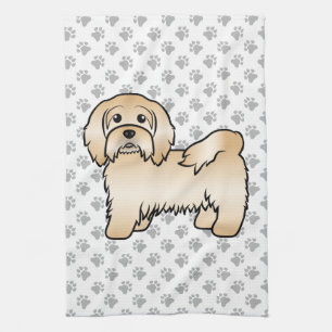 Süße Zeichnung eines rehbraunen Havanese Hundes Geschirrtuch