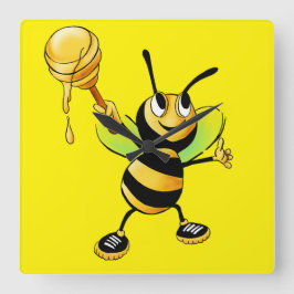 Süße Zeit mit unserer Honigbienen-Uhr! 🍯🐝 Quadratische Wanduhr