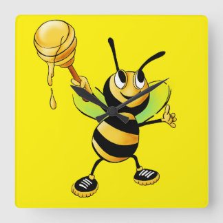 Süße Zeit mit unserer Honigbienen-Uhr! 🍯🐝 Quadratische Wanduhr