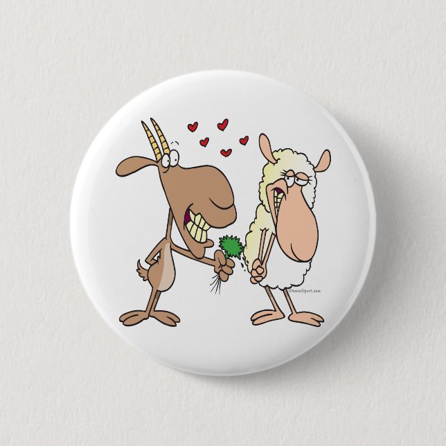 Süße Ziege Schaf Liebe Cartoon Button (Vorderseite)