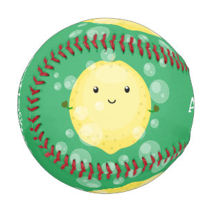 Süße Zitronenfrucht Cartoon-Blasen-Illustration Baseball