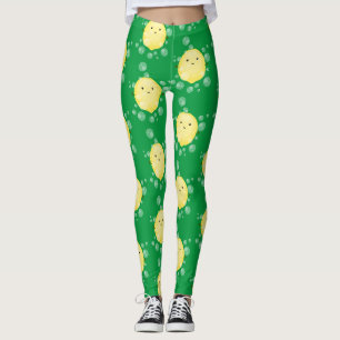 Süße Zitronenfrucht Cartoon-Blasen-Illustration Leggings
