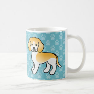 Süße Zitronenmantel-Beagle-Rasse-Cartoon-Hunde auf Kaffeetasse