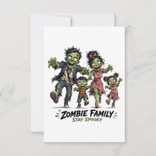 Süße Zombie-Familie bleibt spooky Dankeskarte