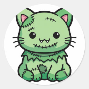 Süße Zombie-Katze Halloween Runder Aufkleber