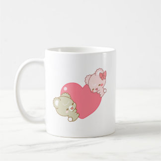 süße Zuckerjungen umarmen Liebe Kaffeetasse