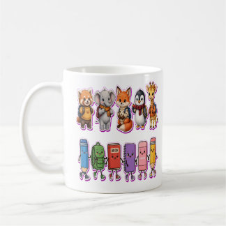 Süße Zur-Schule-Tiere PNG | Kawaii-Kinder-Fan Kaffeetasse
