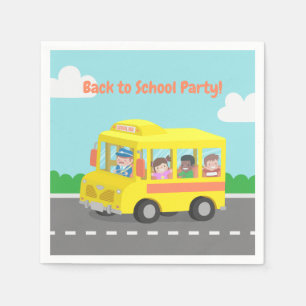 Süße Zur-Schule-zurück-gelbe-Bus-Kinder-Partyartik Serviette