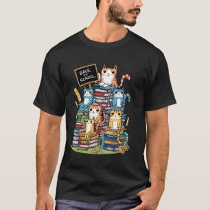 Süße Zurück zur Schule Buch Katzen 2024 T-Shirt