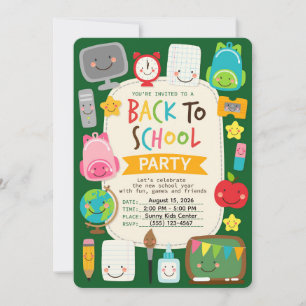 Süße zurück zur Schule Kawaii Klassenraumutensilie Einladung