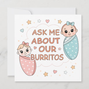 Süße Zwilling-Baby-Burrito-Ankündigung-Illustratio