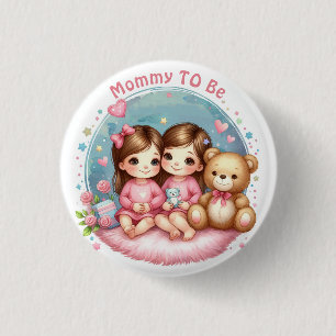 Süße Zwillinge-Baby-Party für die werdende Mommy Button