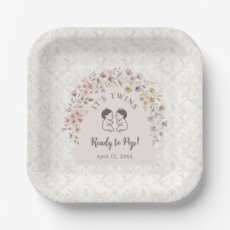 Süße Zwillinge Florale Bogen-Baby-Party LPM26 Pappteller