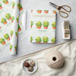 Süße Zwillinge-Kaktus-Baby-Party Geschenkpapier
