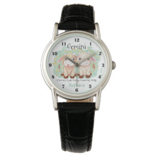 Süße Zwillinge-Zwillinge-Wasserfarbe-Stier-Zodiak- Armbanduhr