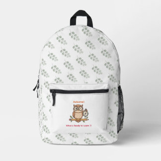 Süße zwinkernden Eule Zurück zur Schule Toon-Illus Bedruckter Rucksack