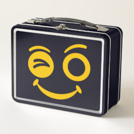 Süße zwinkernden Smiley-Gesicht Metall-Lunchbox Metall Brotdose