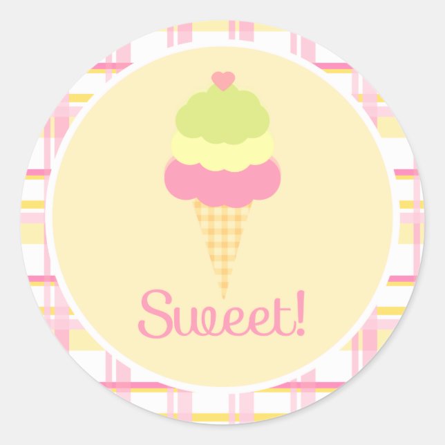 Süßeis Creme Birthday Cupcake Toppers/Stickers Runder Aufkleber (Vorderseite)