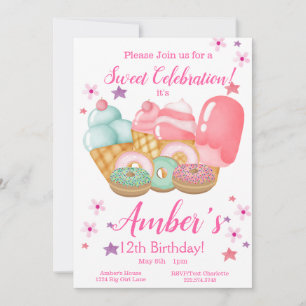 Süßeiscreme, Geburtstag Donut, jedes Alter Einladung