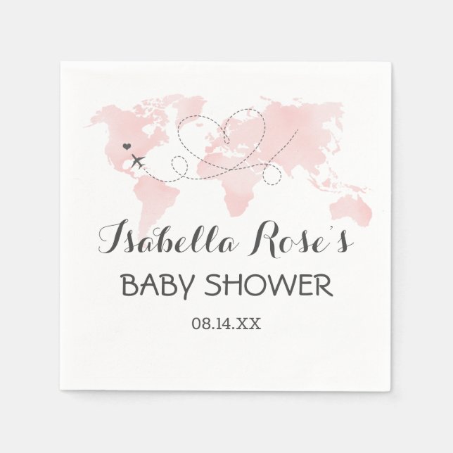 Süssen Karte Reiseabenteuer Rosa Kinderdusche Serviette (Vorderseite)