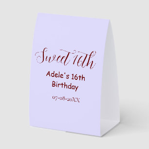 Süßer 16. Geburtstag lila pastell mauve retro Name Tischaufsteller