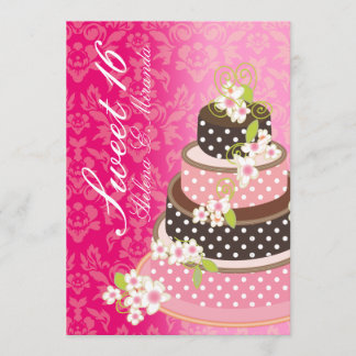 Süßer 16/Prinzessin/4-Tier-Schokoladenkuchen Einladung