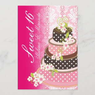 Süßer 16/Prinzessin/4-Tier-Schokoladenkuchen Einladung